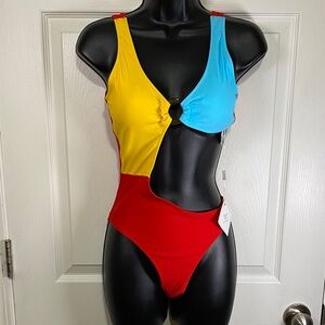 NWT Kamoni Colorblock Cutout Swimsuit Small